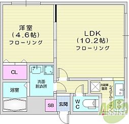 ボナールカノンN43 1LDKの間取図画像