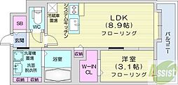 アルファスクエア北11東1 1LDKの間取図画像