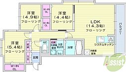 アルファスクエア北11東1 2SLDKの間取図画像