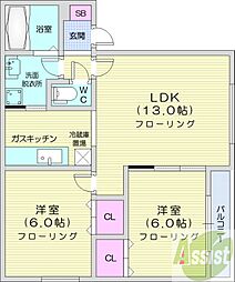 リビング17 2LDKの間取図画像