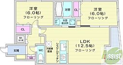 Soleado南4条 2LDKの間取図画像