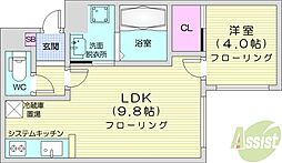 ライフジュエル中島公園前 1LDKの間取図画像