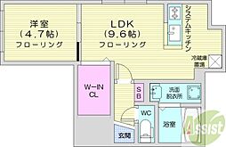 リッツグランデN23 1LDKの間取図画像