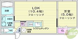 シティプレミア宮の森 1LDKの間取図画像