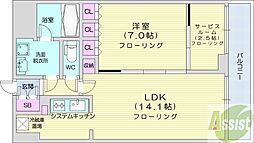 パークアクシス札幌植物園前 1SLDKの間取図画像