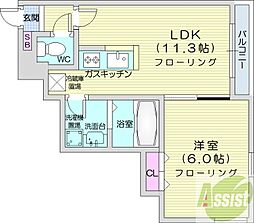 R-FREE南5西12 1LDKの間取図画像