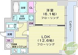 ティアラタワー中島倶楽部 1LDKの間取図画像