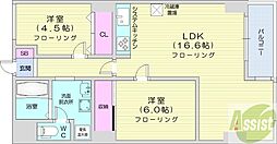 サンシャインビルパシフィック南3条 2LDKの間取図画像