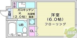 藤井ビル北14条 1Kの間取図画像