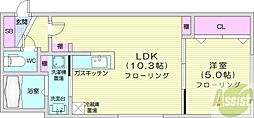 rihoed 1LDKの間取図画像