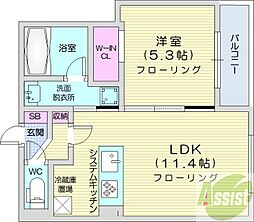 LiveCasa白石 1LDKの間取図画像
