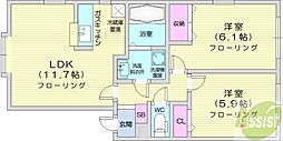 シャーメゾンリビオンコート 2LDKの間取図画像