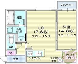 札幌市白石区東札幌六条2丁目マンション 1LDKの間取図画像