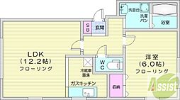 ティンカーベル元町 1LDKの間取図画像
