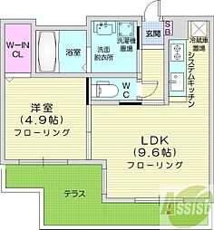 FRAN北6条 1LDKの間取図画像