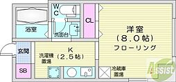 アミティ.N22 1Kの間取図画像