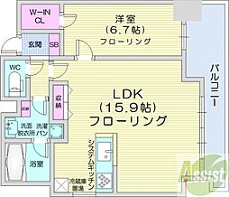レジディア北2条EAST 1LDKの間取図画像
