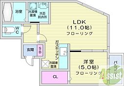 AltaMarea桑園 1LDKの間取図画像