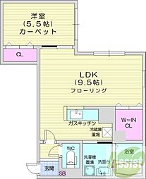 カルディーノN30 1LDKの間取図画像