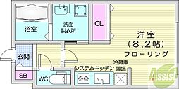 coffret(コフレ)平和通6 1Kの間取図画像
