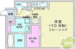 coffret(コフレ)平和通6 1Kの間取図画像