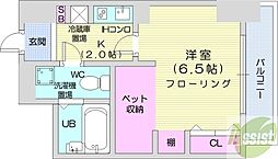 アルファスクエア大通 1Kの間取図画像