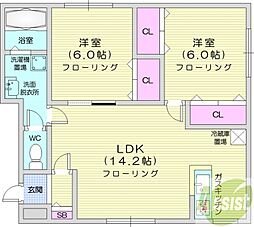 アーティスト45 2LDKの間取図画像