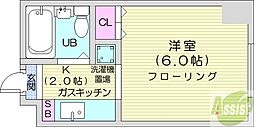 藤井ビル北14条 1Kの間取図画像