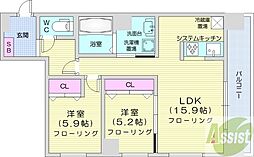 グラン札幌 2LDKの間取図画像