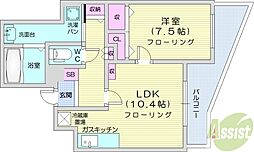 フローレンス美香保 1LDKの間取図画像