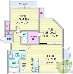 THESERAM円山 2LDKの間取図画像