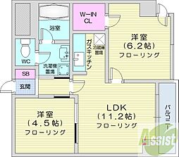 ラ・フォーレ円山 2LDKの間取図画像