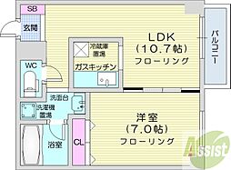 aptK 1LDKの間取図画像