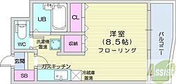 セゾン・ドゥ・ブランシェ北21条 ワンルームの間取図画像