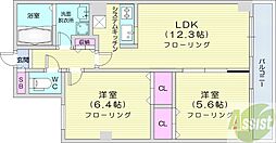 COMFORIA北三条 2LDKの間取図画像