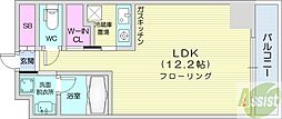 ティーダ南6条 1Kの間取図画像
