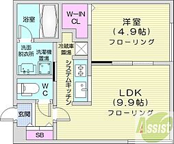 ツキノテラス 1LDKの間取図画像