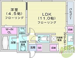 パティオ東区役所前 1LDKの間取図画像