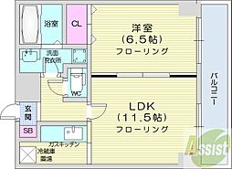 レノンテラーザ6-3 1LDKの間取図画像