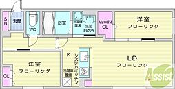 レジデンスシンメイ北円山 2LDKの間取図画像