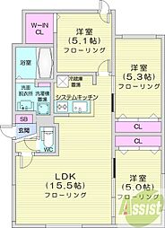 ALPHA山鼻 3LDKの間取図画像