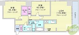 レジディア大通公園 2LDKの間取図画像