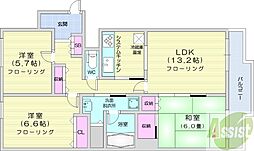 シーアイマンション円山南棟 3LDKの間取図画像