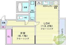HK大通ハイム 1LDKの間取図画像