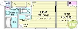 ルクル21 1LDKの間取図画像