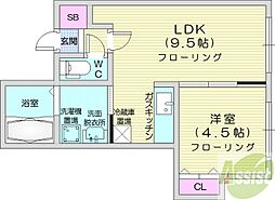サンテラス元町 1LDKの間取図画像
