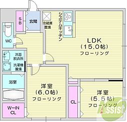 モルティーニ南円山 2LDKの間取図画像