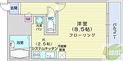 ソーレルハイツ植物園 1Kの間取図画像