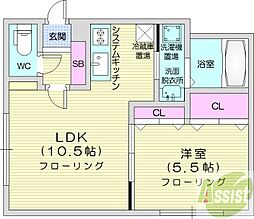 グランメールアーバン2 1LDKの間取図画像