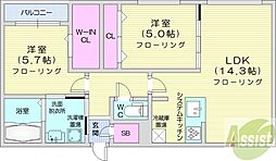 ラクラス大通東 2LDKの間取図画像